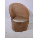 A 1980s tub chair with leatherette seat, by repute ex-Stringfellows, 32" high