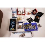 A quantity of costume jewellery including silver