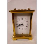 A French mid century eight day Bayard brass carriage clock by Duverdrey and Bloquel, seven jewel