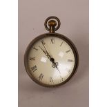 A brass and glass ball desk clock, 2½" diameter