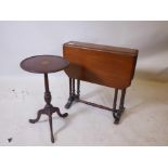 An Edwardian inlaid mahogany Sutherland table, 21" x 22" x 6", and an inlaid wine table