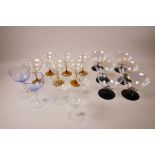 A variety of early C20th champagne coupes and sorbet glasses; includes six champagne coupes with