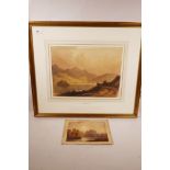 Figures by a loch, C18th/19th watercolour, inscribed on mount 'J. Varley', together with an unframed