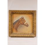 C. Arbuthnot, 'Red Rum', portrait of the horse, signed and dated 1978, oil on board, in a C19th gilt