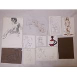 Sidney Horne Shepherd, eleven unframed drawings, figure and other studies, some signed, largest