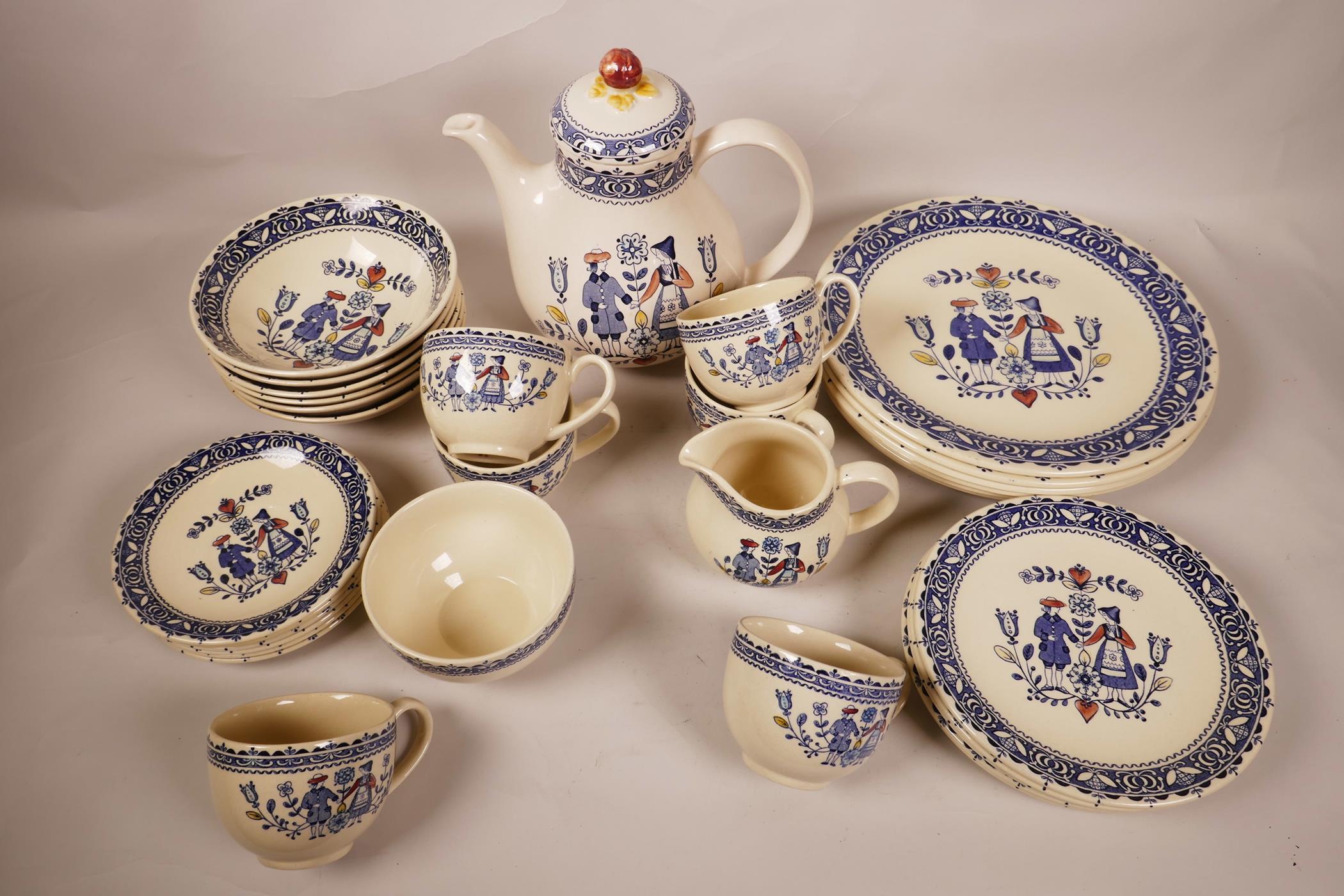 A Johnson Brothers Old Granite 'Hearts and Flowers' 33 piece service comprising six 10" plates,