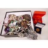 A box of miscellaneous costume jewellery