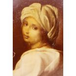 After Guido Reni (Italian, 1575-1642), 'Portrait of Beatrice Cenci', Victorian reverse image painted