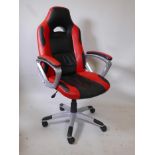 A leatherette upholstered office/gaming tilt and swivel armchair