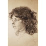 E. Siegel (Mid C20th), Female Portrait, signed upper right, charcoal on paper, glass missing from