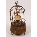 A automaton bird cage clock, 7" high