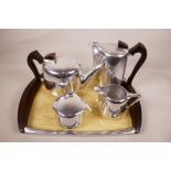 A New Maid Picquot ware four piece tea and coffee set on a tray, tray 15½" x 11"