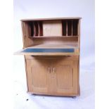 A mid century bland oak fall front secretaire in the Ercol style, 32" x 17½", 45" high