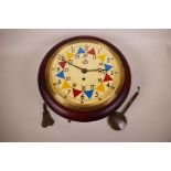 A replica mahogany cased fusee wall clock with RAF painted dial, 13" diameter