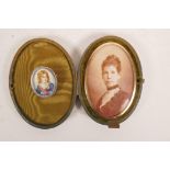 A French miniature of a young Napoleon II, signed Josieue, in a white metal brooch mount, together