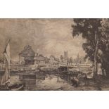 After John Constable, 'Dedham Mill', published etching, signed by the etcher, unframed, 9" x 12"