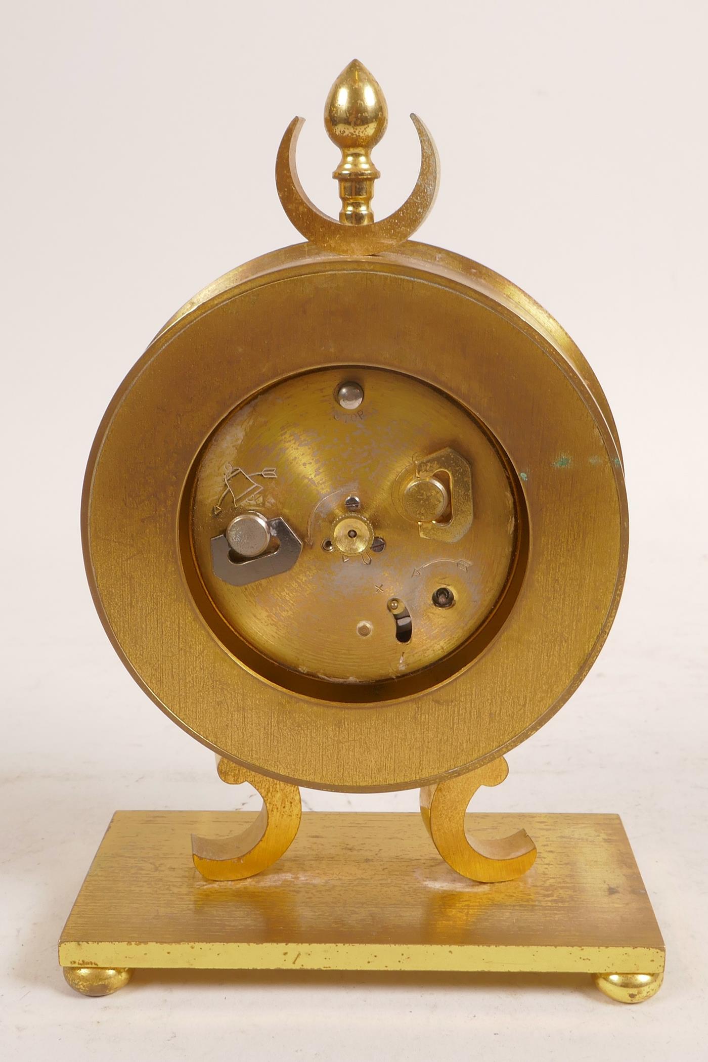 An Angelus Swiss mantel clock in brass, stamped to base number 1178, A/F, 6" high x 4" wide - Image 3 of 5