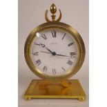 An Angelus Swiss mantel clock in brass, stamped to base number 1178, A/F, 6" high x 4" wide