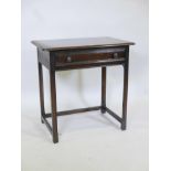 An Ercol stained elm single drawer side table, 30" x 20", 30" high