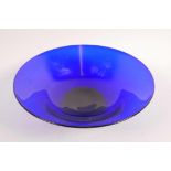 A British blue glass shallow bowl by Thomas Webb, 8" diameter