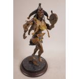 A Native American cold painted bronze sculpture, in the style of Carl Kauba (Austrian, 1865-1922),