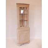 A painted Victorian style corner cupboard, 18" x 18", 70½" high