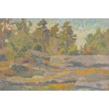 Landscape, signed Sjostrom, oil on board, 14½" x 17½"