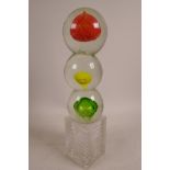 A Hollowick mid C20th art glass ball sculpture, 13" x 3"