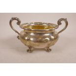 A hallmarked silver two handled bowl by Hunt & Roskell, London, 1850, 426 grams