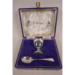 A Mappin & Webb sterling silver Christening set, hallmarked Sheffield 1982, comprising an egg cup