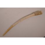 A C19th African hunter's ivory oliphant, 21½" long