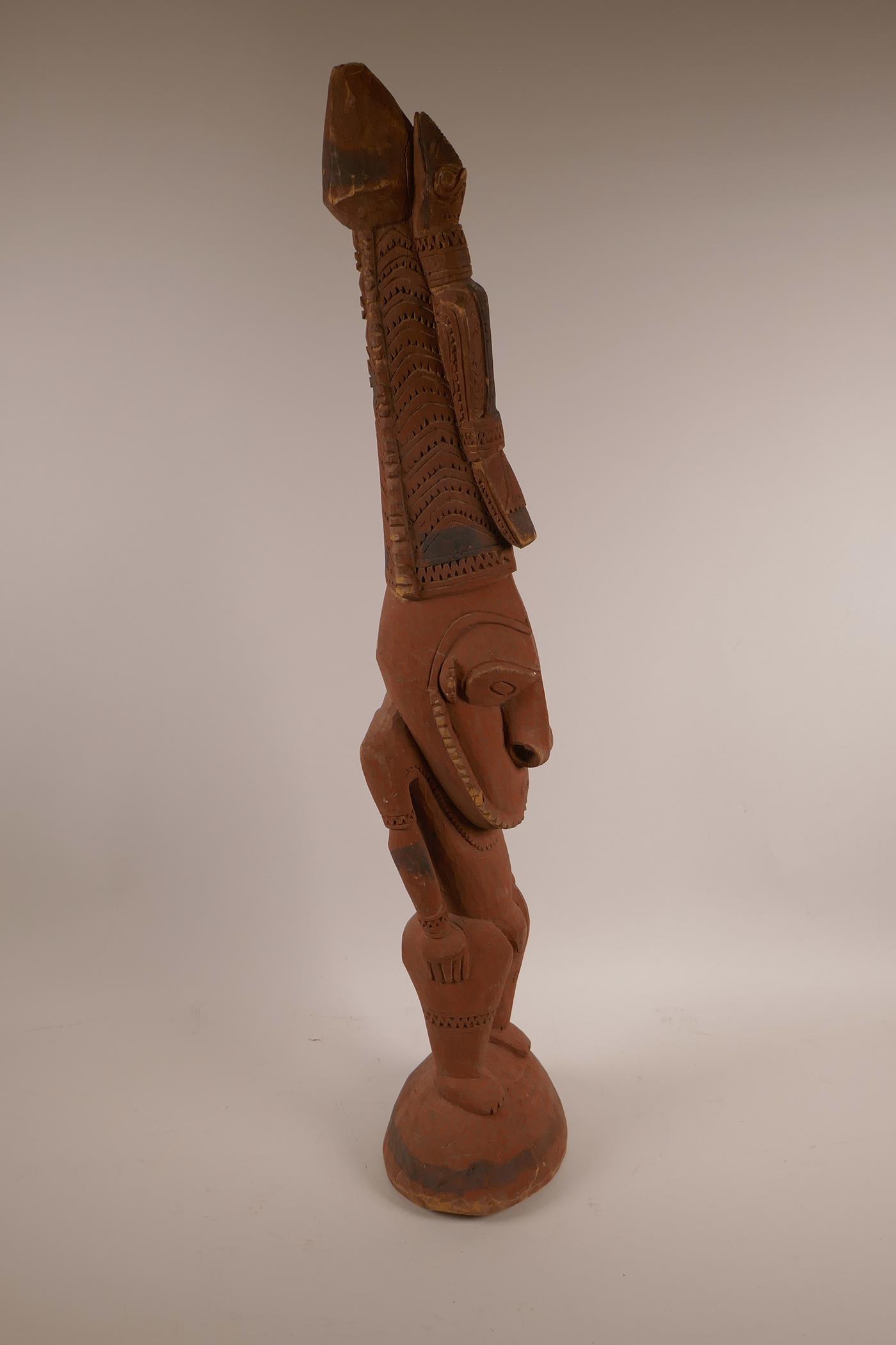 A carved wood New Guinea Sepik tribal figure,25" high - Image 2 of 2