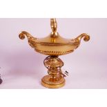 An ormolu 'Aladdin Lamp' pattern table lamp on a pedestal base, 12½" high