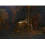 Allegorical scene, C18th oil on canvas, relined, unframed, 57" x 37"