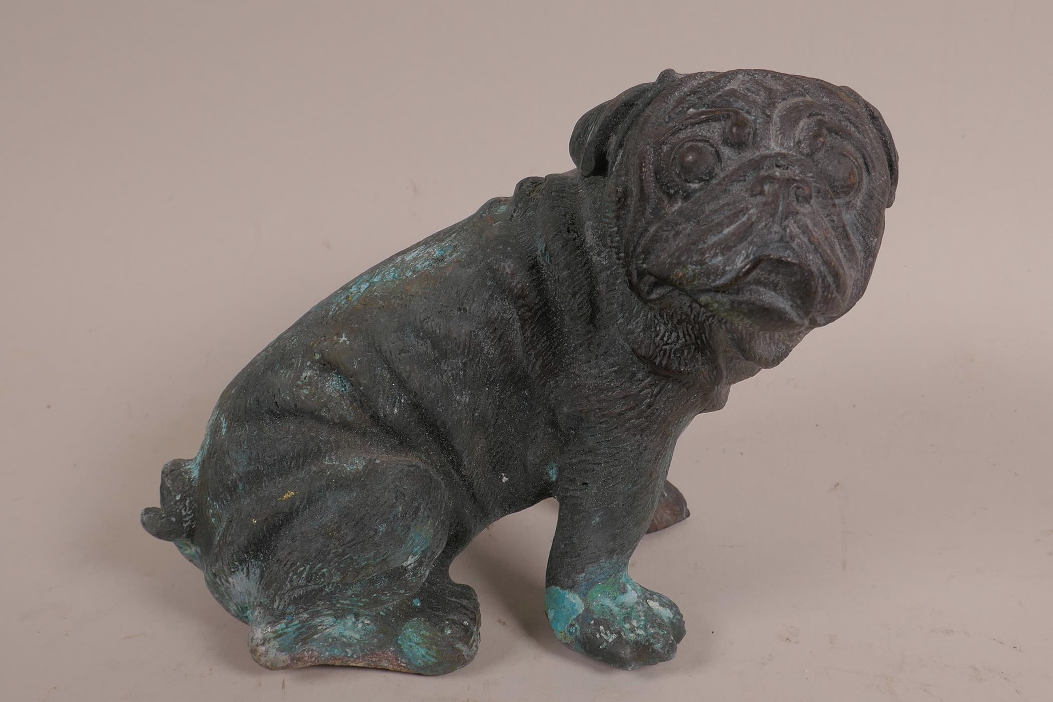 A bronze pug, 5" x 3"