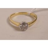 An 18ct yellow gold and diamond engagement ring, 57 points, approximate size 'P'