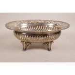 A Continental pierced silver bowl, marked 800, 626 grams