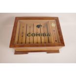 A mahogany humidour from Cohiba Cigars, 14" x 11" x 6"