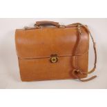 A 'Papworth' tan leather briefcase, 16" x 12"