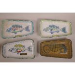 A set of four Honiton pottery fish plates, mark to base, 10" x 6"