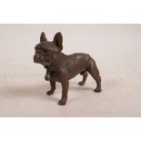 A bronze figure of a French bulldog, 3" long