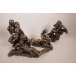 Four composition figurines of nude couples, largest 9½" high