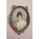 Jean Francois de Vallee (French, fl.USA 1785-1815), portrait of Madame Recamier (1777-1849), a