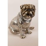 A composition figurine of a pug dog with mirrored collar, 12" high