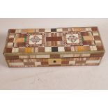 A glove box with specimen marble mosaic decoration, 11" x 4" x 2½"