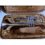 A Singha silver plated trumpet in fitted case