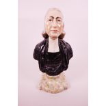 An early C19th large Staffordshire bust of Reverend John Wesley, after a model by Enoch Wood,