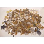 A large quantity of miscellaneous coins including a set of pre-decimal UK coins (1966), embedded