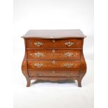 An early C19th Dutch marquetry inlaid bombe shaped secretaire chest, with fitted interior over two