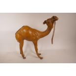 A vintage goatskin model of a dromedary camel, 19" high